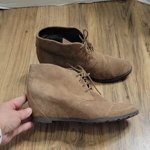 Franco Sarto Brown Suede Lace-Up Booties